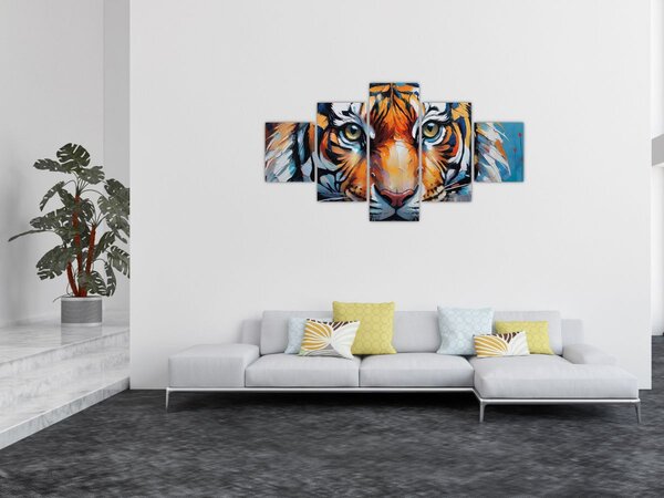 Obraz - Pohled tygra, malba (125x70 cm)