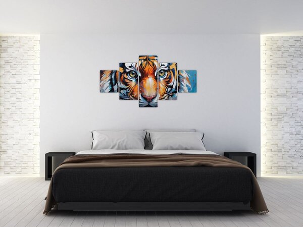 Obraz - Pohled tygra, malba (125x70 cm)