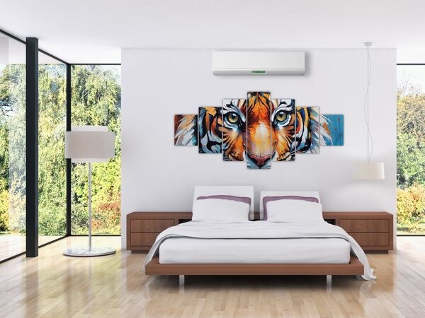 Obraz - Pohled tygra, malba (210x100 cm)
