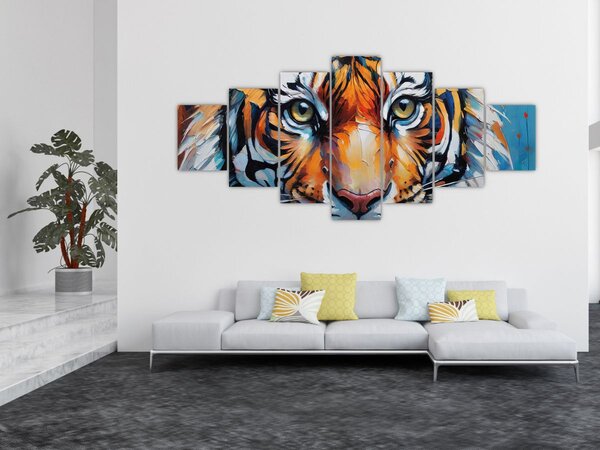 Obraz - Pohled tygra, malba (210x100 cm)