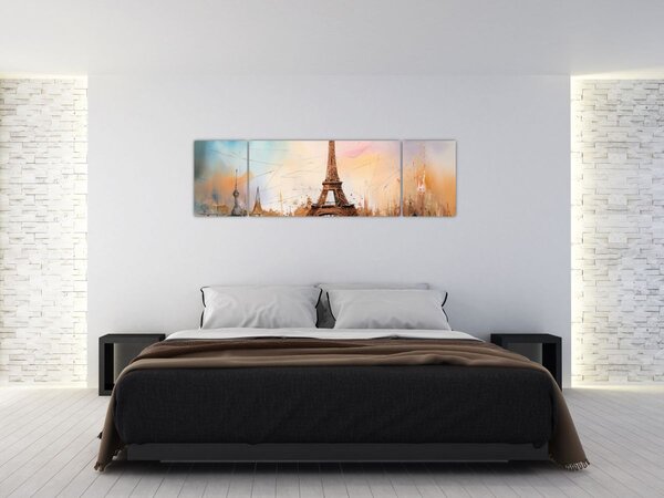 Obraz - Malba Eiffelovy věže (170x50 cm)