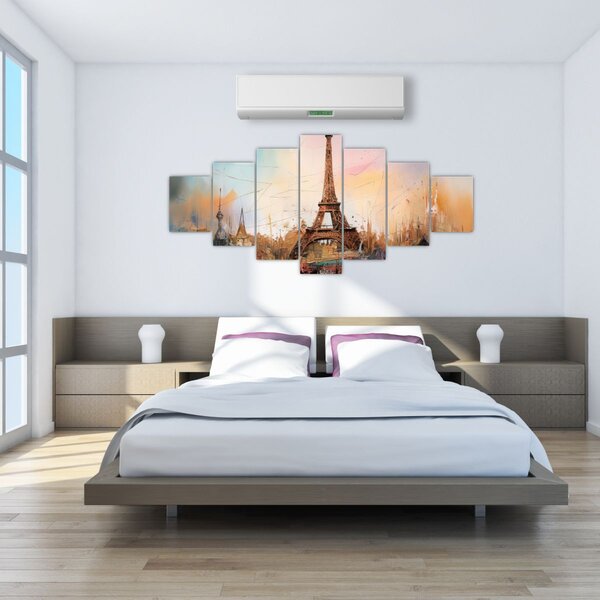 Obraz - Malba Eiffelovy věže (210x100 cm)