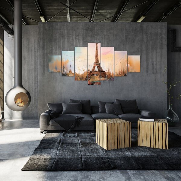 Obraz - Malba Eiffelovy věže (210x100 cm)