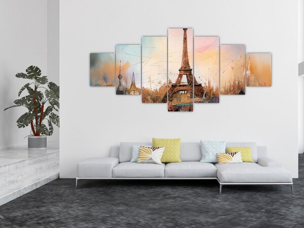 Obraz - Malba Eiffelovy věže (210x100 cm)