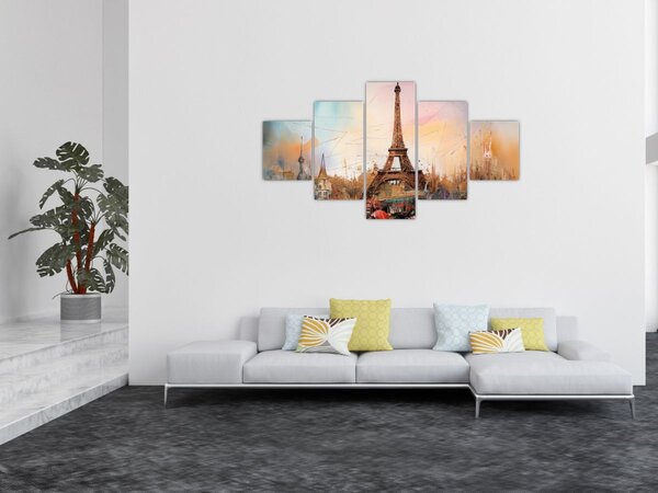 Obraz - Malba Eiffelovy věže (125x70 cm)