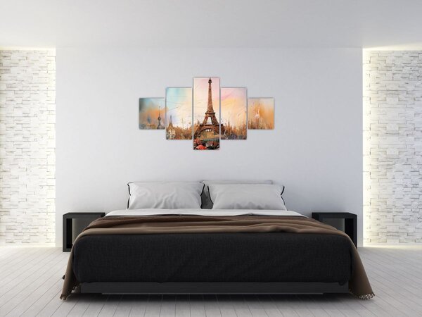 Obraz - Malba Eiffelovy věže (125x70 cm)