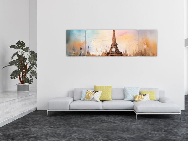 Obraz - Malba Eiffelovy věže (170x50 cm)