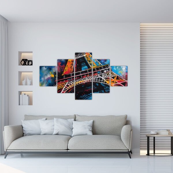 Obraz - Malba Eiffelovy věže II. (125x70 cm)