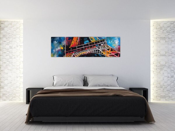 Obraz - Malba Eiffelovy věže II. (170x50 cm)