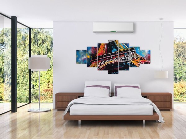 Obraz - Malba Eiffelovy věže II. (210x100 cm)
