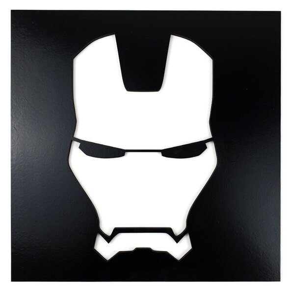 Dřevěná nástěnná dekorace Maska Iron Man černá