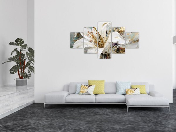 Obraz - Abstrakce s lilií (125x70 cm)