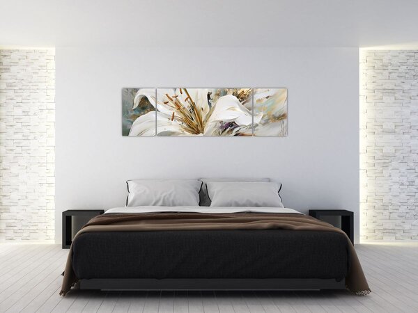 Obraz - Abstrakce s lilií (170x50 cm)
