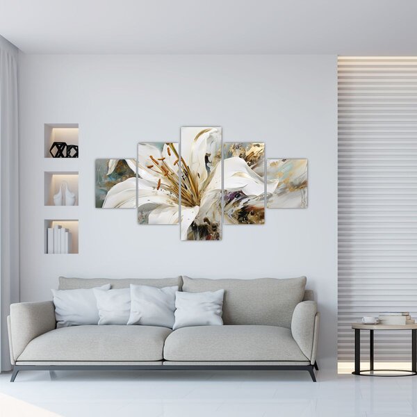 Obraz - Abstrakce s lilií (125x70 cm)