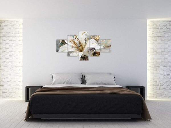 Obraz - Abstrakce s lilií (125x70 cm)