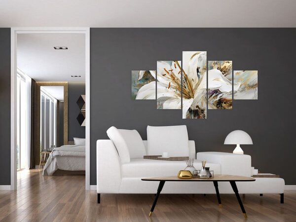 Obraz - Abstrakce s lilií (125x70 cm)
