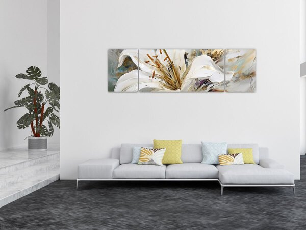 Obraz - Abstrakce s lilií (170x50 cm)