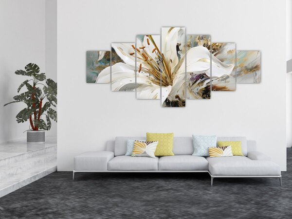 Obraz - Abstrakce s lilií (210x100 cm)