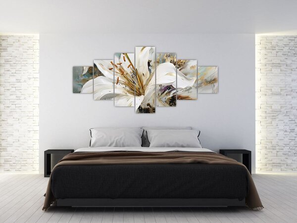 Obraz - Abstrakce s lilií (210x100 cm)