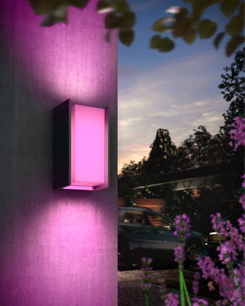 Venkovní nástěnné svítidlo 1x E27 2000–6500K antracitová IP44 Philips HUE White and Color Ambiance Turaco 8721103118578