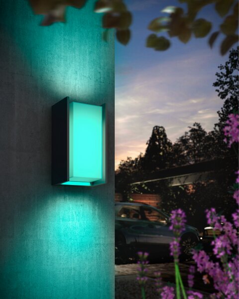 Venkovní nástěnné svítidlo 1x E27 2000–6500K antracitová IP44 Philips HUE White and Color Ambiance Turaco 8721103118578