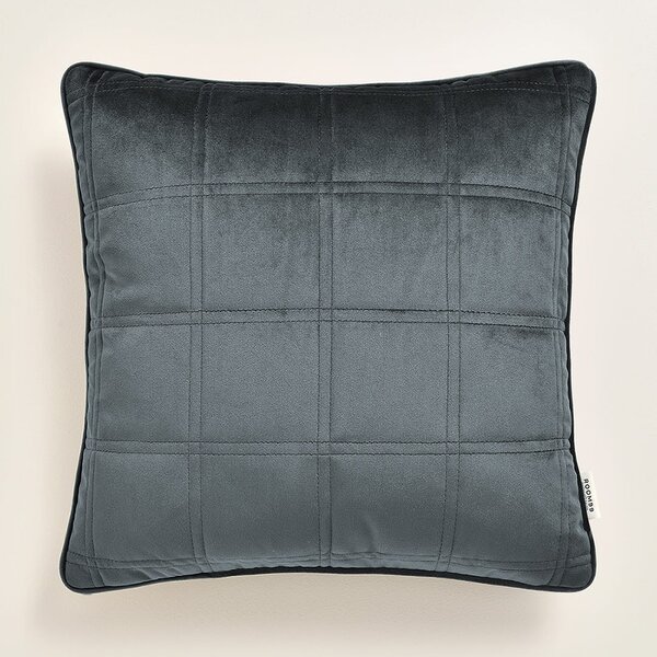 Room99 Dekorační povlak na polštář Colette Velvet Prošívané Kostky Barva: Tmavě šedá, Velikost: 40 x 40 cm