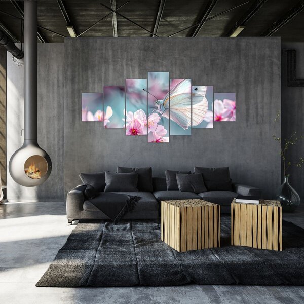 Obraz - Motýl na třešni (210x100 cm)