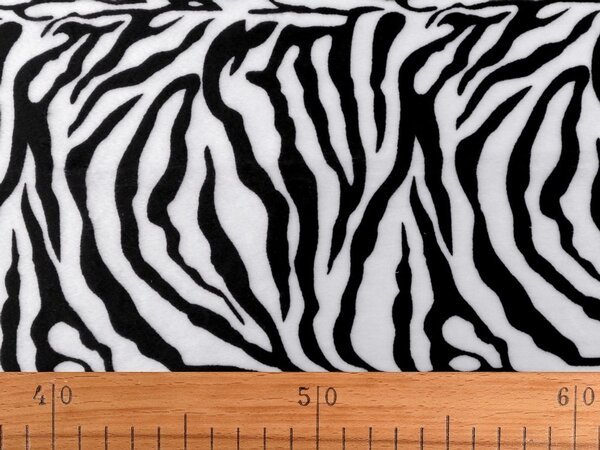 Imitace zvířecí kůže zebra METRÁŽ - bílá černá
