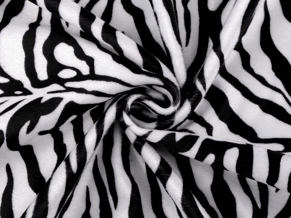 Imitace zvířecí kůže zebra METRÁŽ - bílá černá