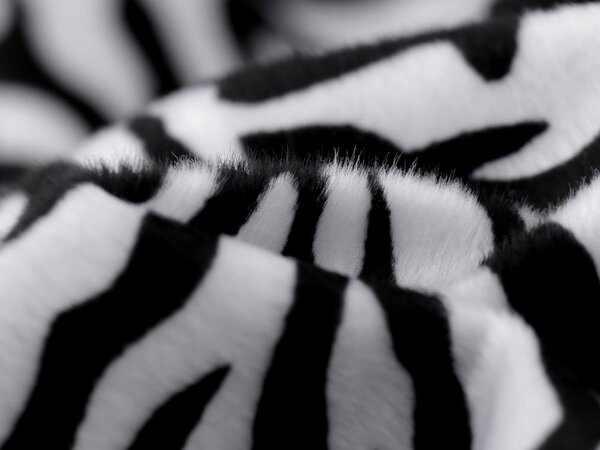 Imitace zvířecí kůže zebra METRÁŽ - bílá černá