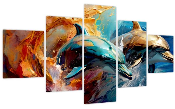 Obraz - Malba delfínů (125x70 cm)