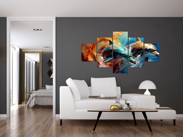 Obraz - Malba delfínů (125x70 cm)