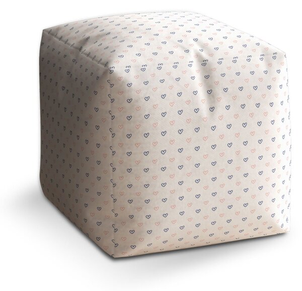 Sablio Taburet Cube Srdíčka na bílé: 40x40x40 cm