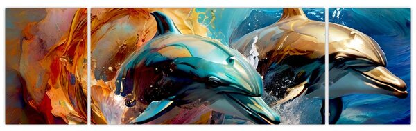 Obraz - Malba delfínů (170x50 cm)