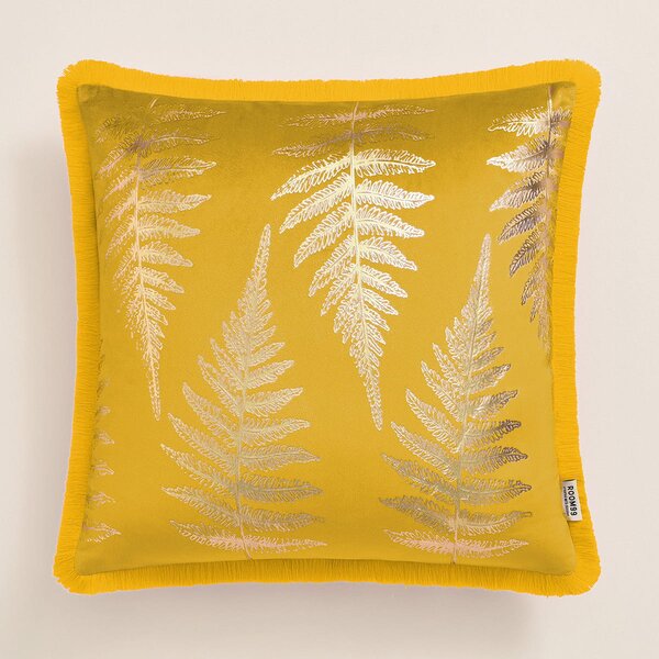 Room99 Dekorační povlak na polštář Euphoria Zlaté listy 40 x 40 cm Barva: Hořčicová