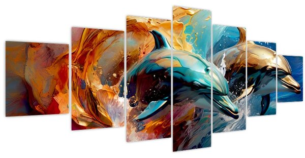 Obraz - Malba delfínů (210x100 cm)