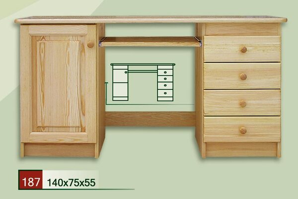 Dřevěný psací stůl CLASSIC 187 z masivu borovice