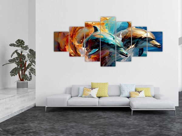 Obraz - Malba delfínů (210x100 cm)