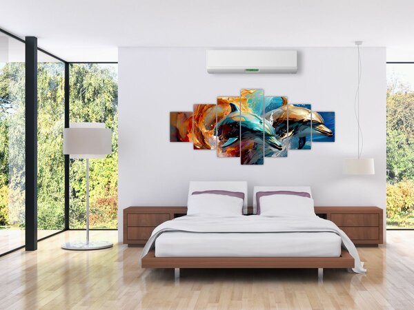 Obraz - Malba delfínů (210x100 cm)