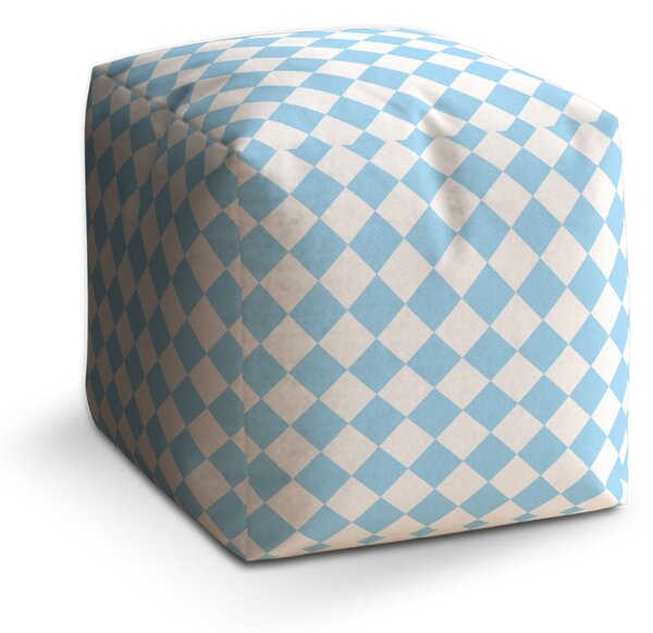 Sablio Taburet Cube Bílomodré kosočtverce: 40x40x40 cm