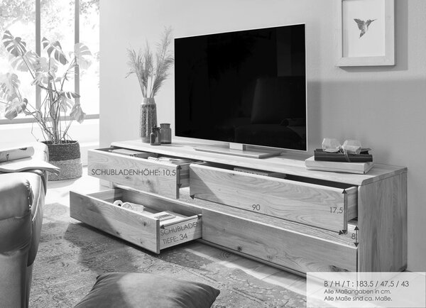 SOB Nábytek - Dřevěný TV stolek 183 cm Nantes divoký dub - F01004944G