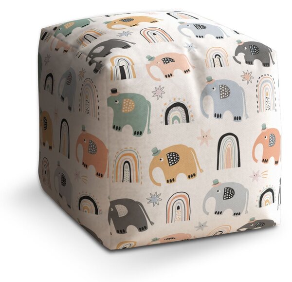 Sablio Taburet Cube Animovaní sloni: 40x40x40 cm
