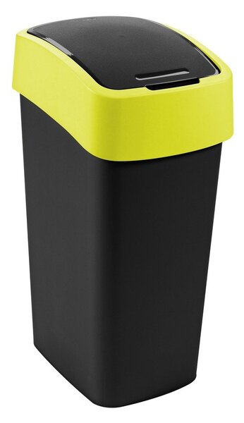 Žlutý/černý plastový odpadkový koš na tříděný odpad 45 l Flip Bin – Curver