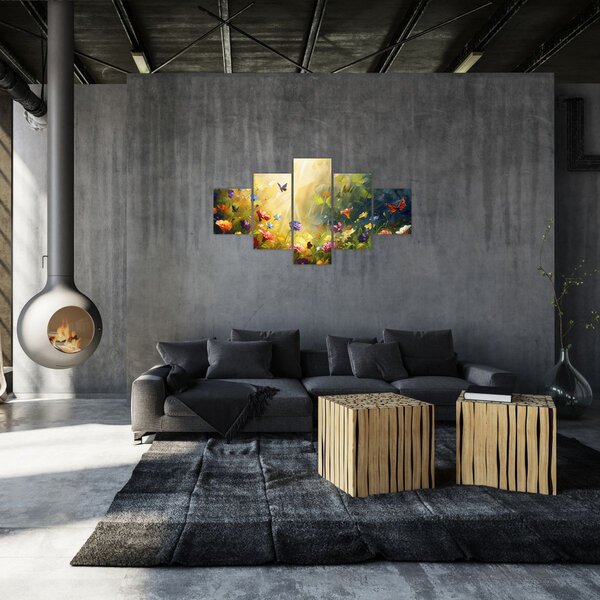 Obraz - Jarní květinová louka, malba (125x70 cm)