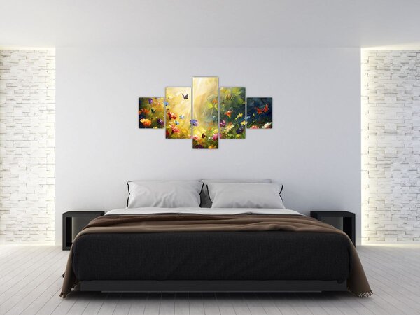Obraz - Jarní květinová louka, malba (125x70 cm)