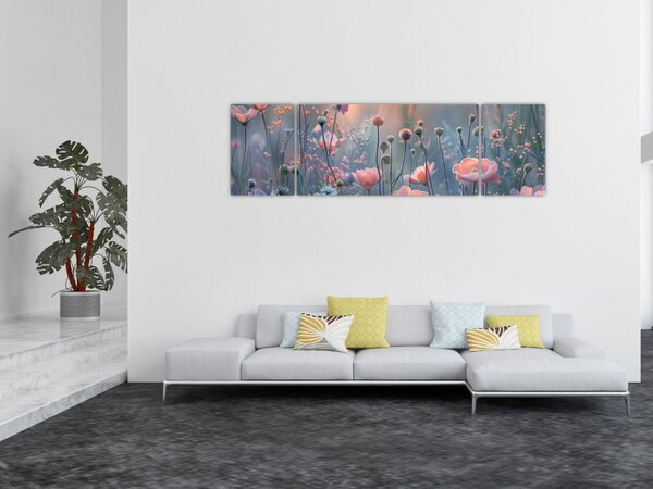 Obraz - Květiny v pastelových barvách (170x50 cm)