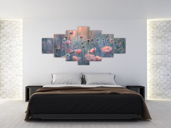 Obraz - Květiny v pastelových barvách (210x100 cm)