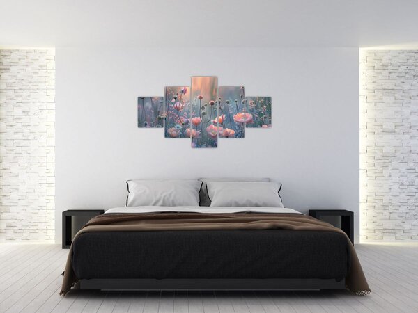 Obraz - Květiny v pastelových barvách (125x70 cm)
