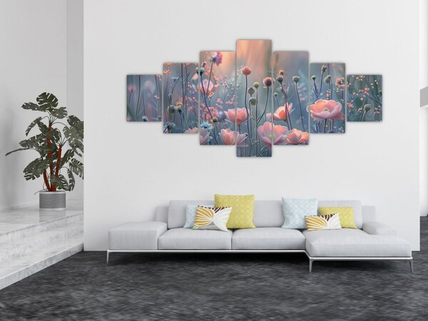 Obraz - Květiny v pastelových barvách (210x100 cm)