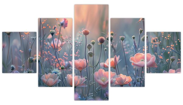 Obraz - Květiny v pastelových barvách (125x70 cm)